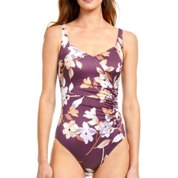 Gottex Amore Square Neck One-Piece Swimsuit in Mauve - Picture 3 of 6